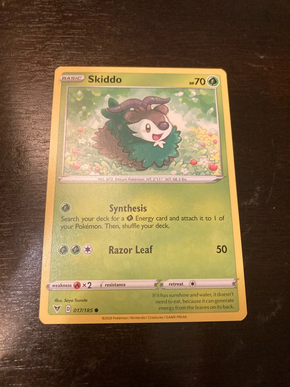 Pokemon Skiddo Green and Yellow Trading Card